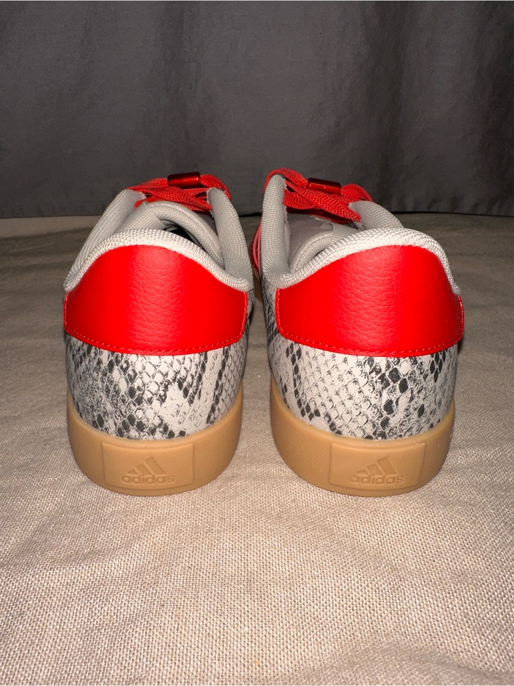 Adidas Snake-Print Sneakers with Red Stripes and Gum Sole - Picture 2 of 5